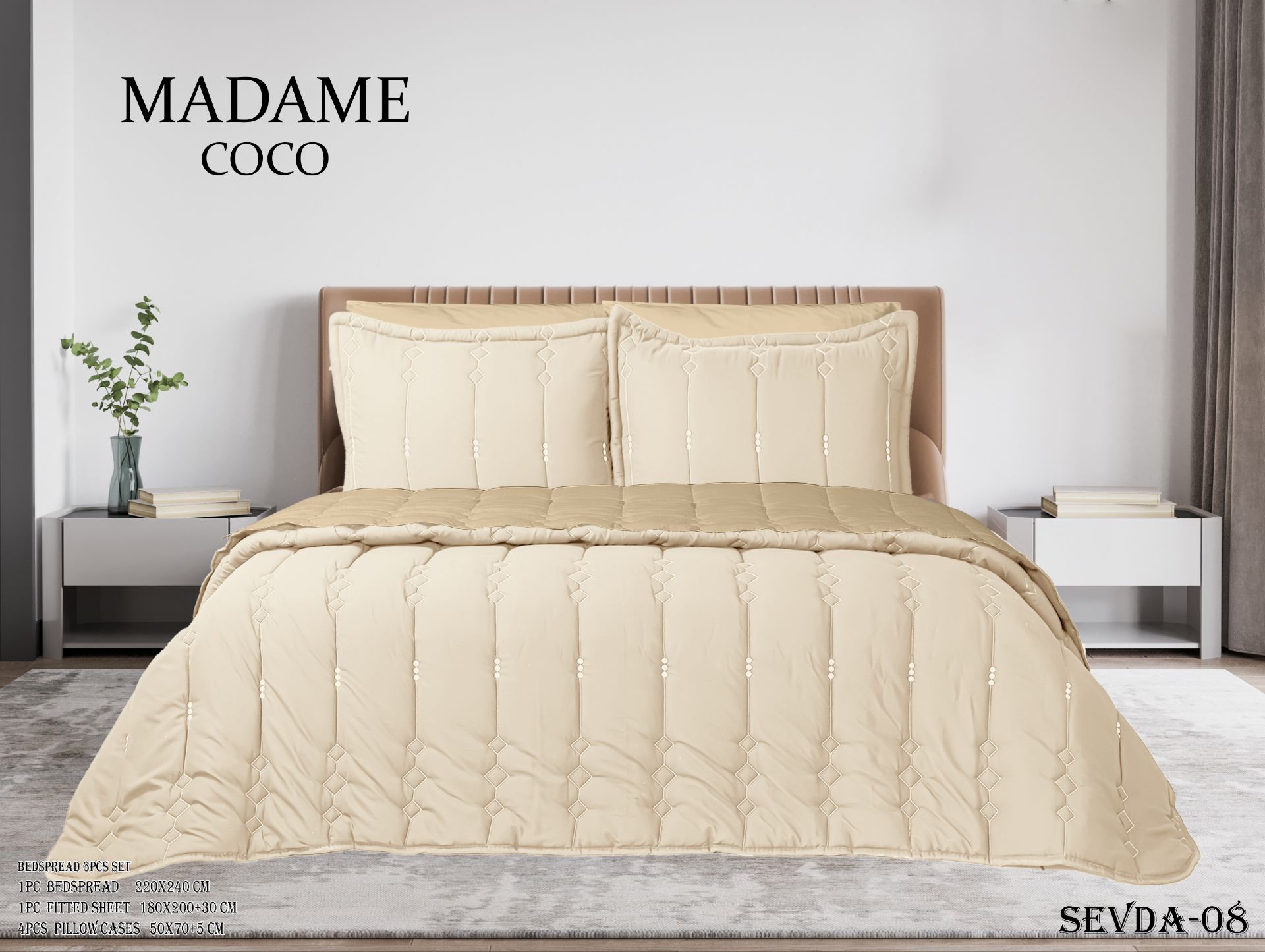 روتختی دونفره ترک گلدوزی دورویه طرح سودا MADAME COCO