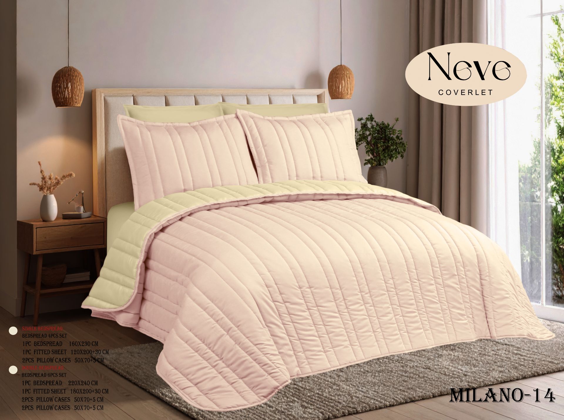 روتختی دونفره بهاره طرح میلانو برند Neve coverlet